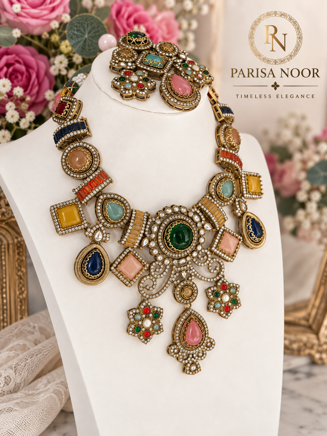 Sharvika Sabya Multicolour Designer Necklace Set
