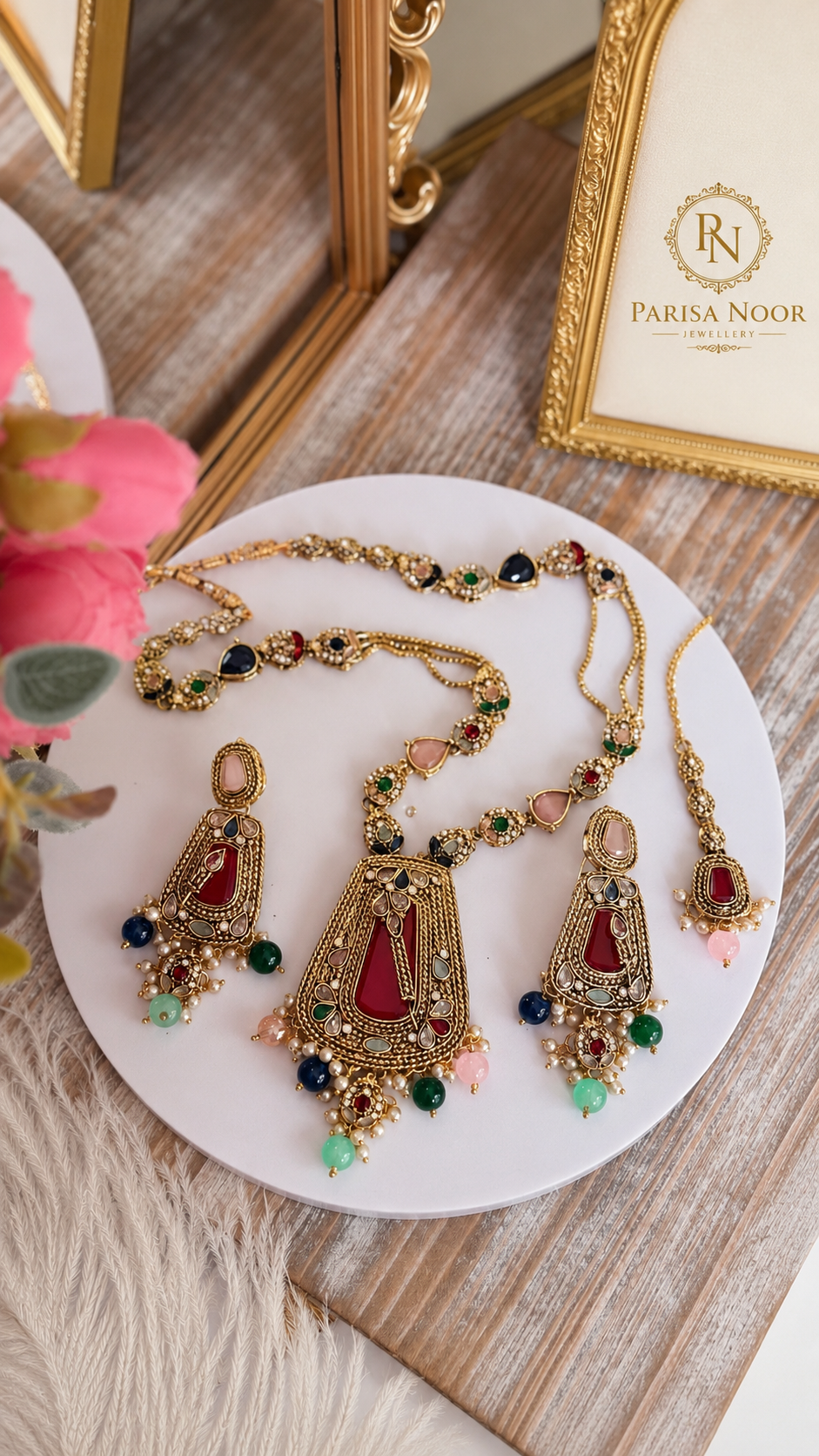 Mahveen Turkish Multicolour Long Necklace Set