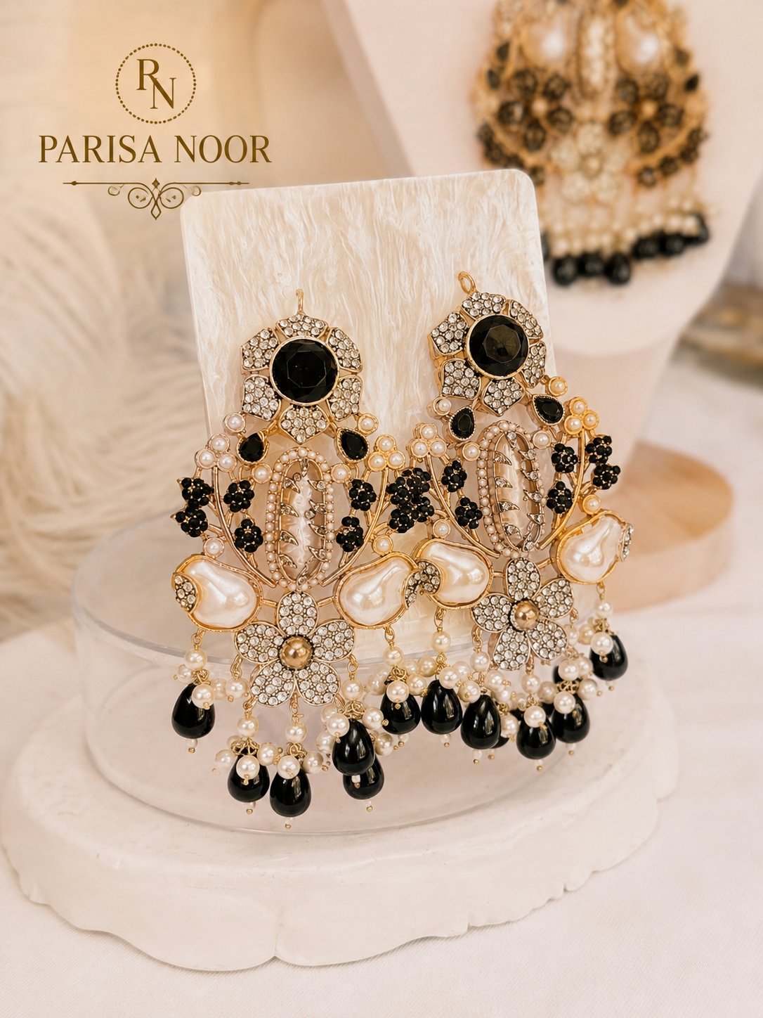 Leyla Black & Gold Turkish Statement Necklace Set