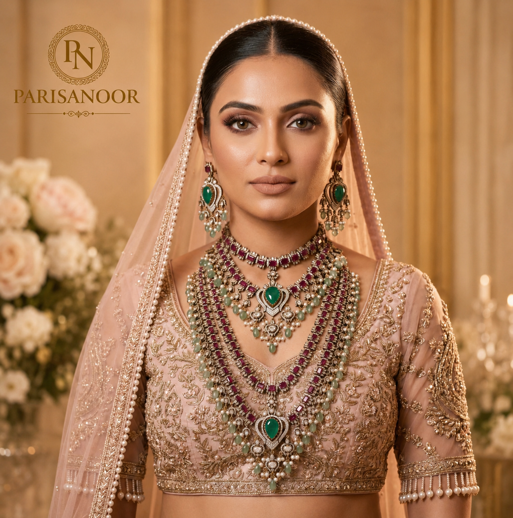 Yukta Victorian Layered Bridal Necklace Set ( Pre-Order )