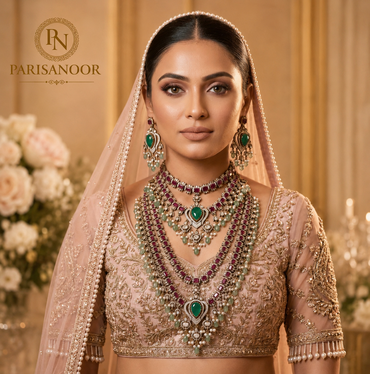 Yukta Victorian Layered Bridal Necklace Set ( Pre-Order )
