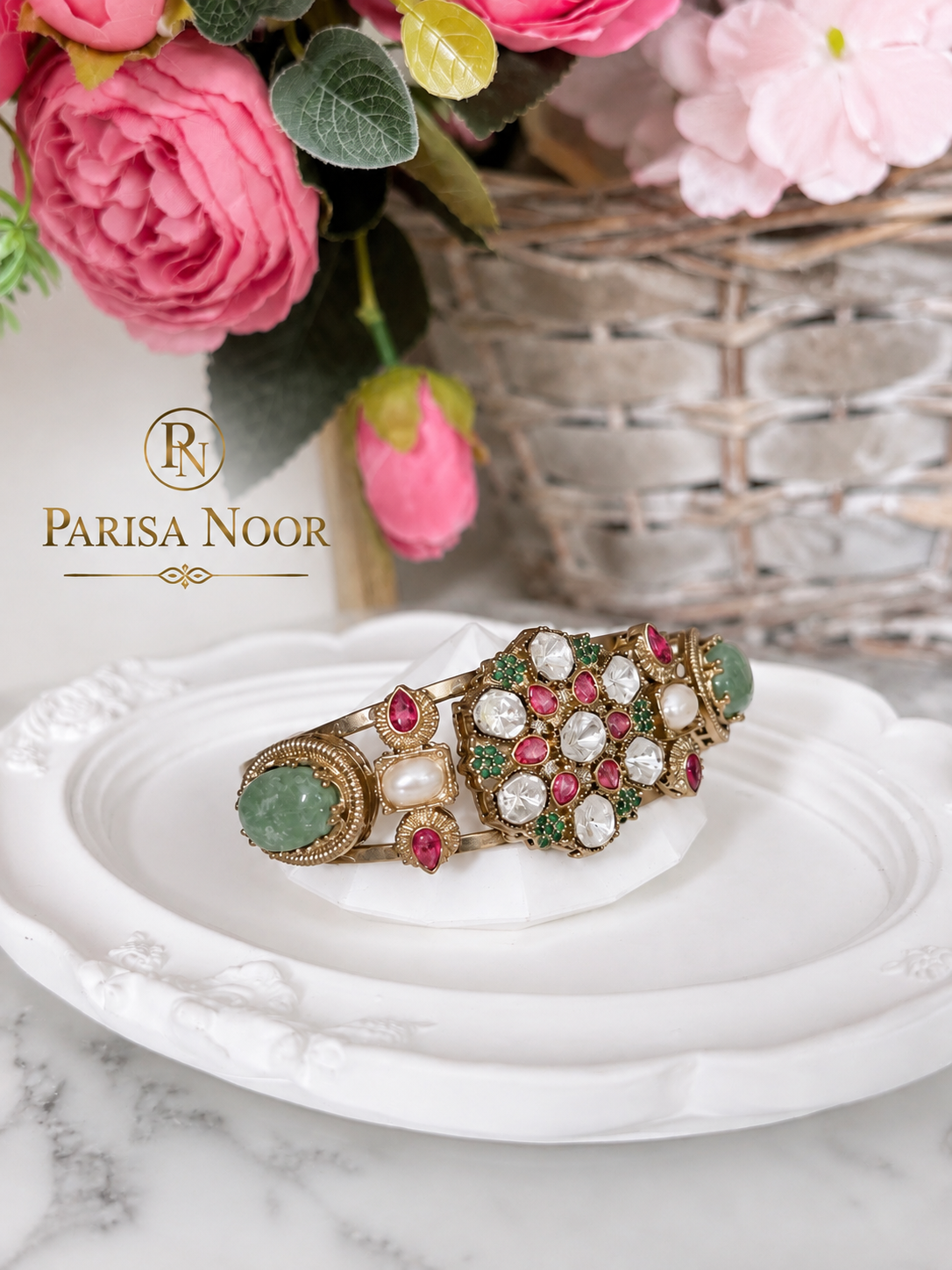 Meherbano Heritage Polki Cuff Designer Bracelet