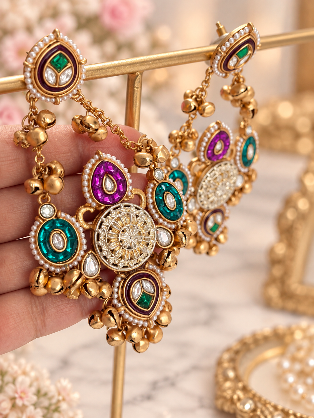 Tavisha Multicolour Kashmiri Ghungru Statement Earrings