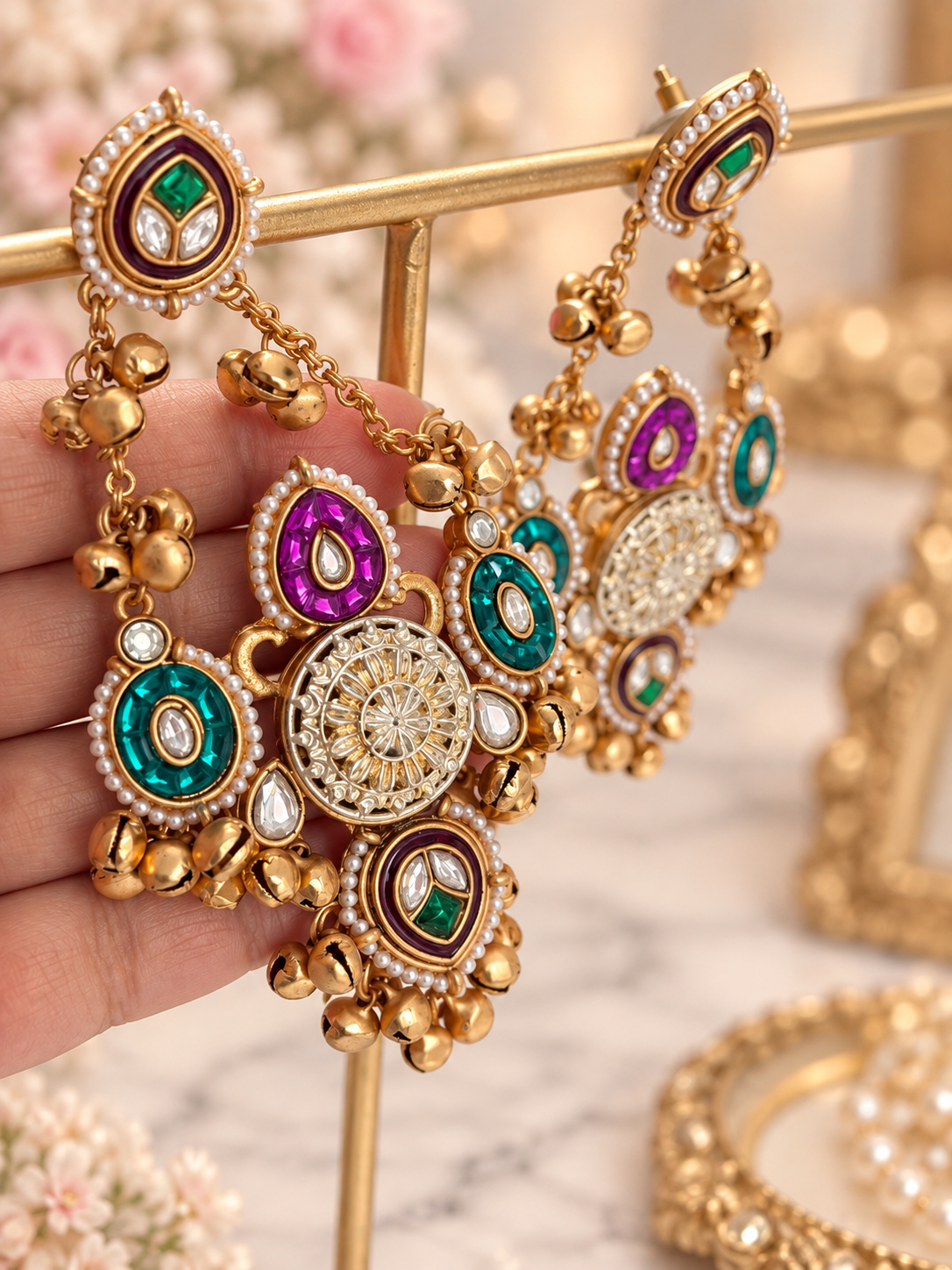 Tavisha Multicolour Kashmiri Ghungru Statement Earrings