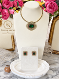 Mahira Emerald Designer Hasli Necklace Set