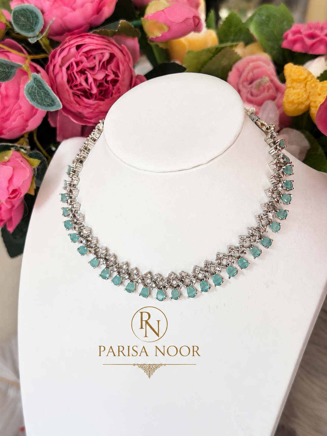 Ameena Aqua AD Necklace Set