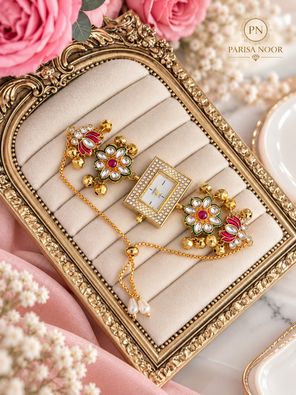 Aadhya Heritage Kundan Kashmiri Ghungru Watch - adjustable
