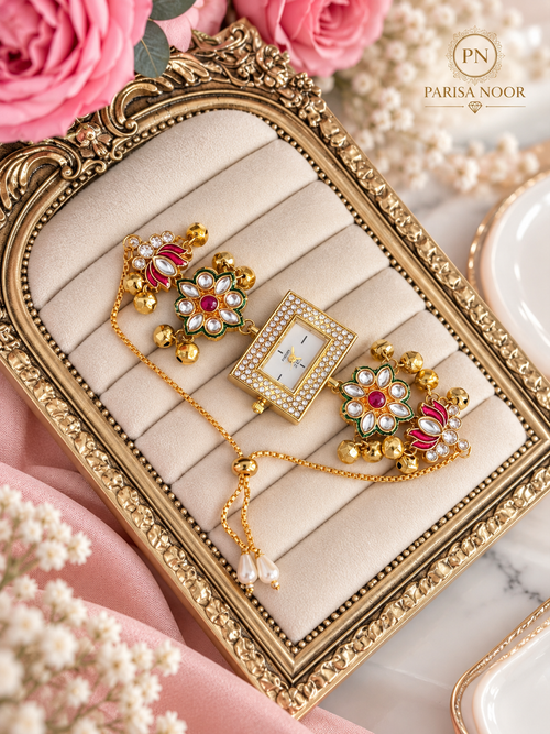 Aadhya Heritage Kundan Kashmiri Ghungru Watch - adjustable