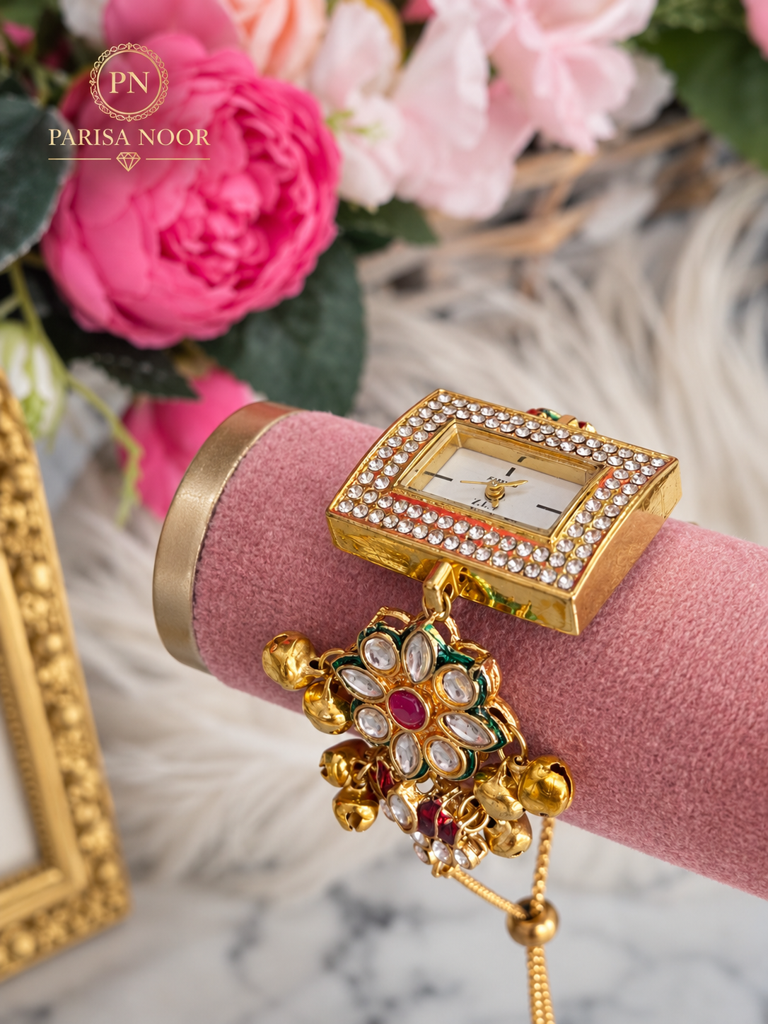 Aadhya Heritage Kundan Kashmiri Ghungru Watch - adjustable