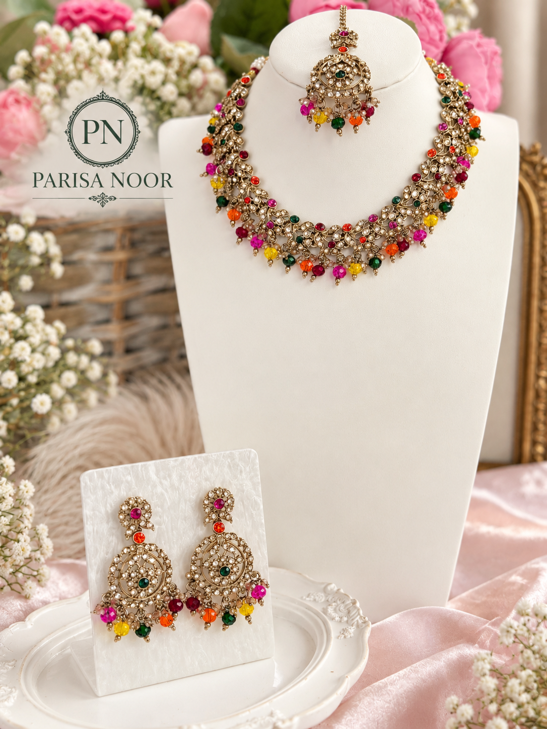 Rangmahal Multicolour Royal Kundan Necklace Set