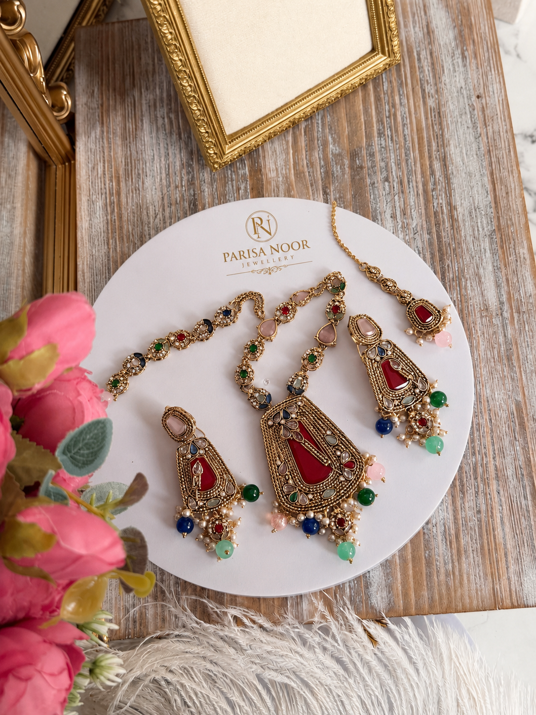 Mahveen Turkish Multicolour Long Necklace Set