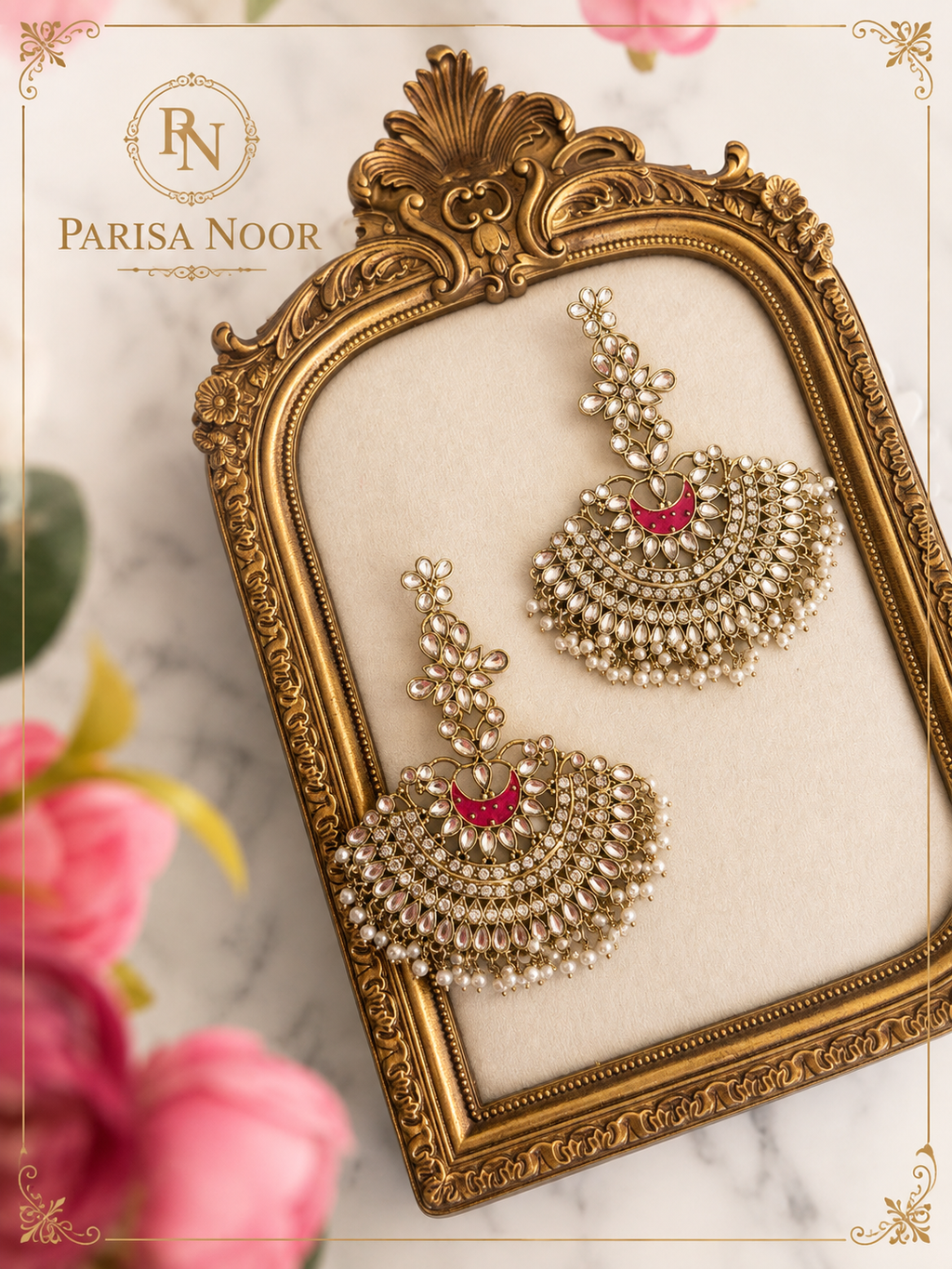 Zehara Half Moon Chandbali Earrings