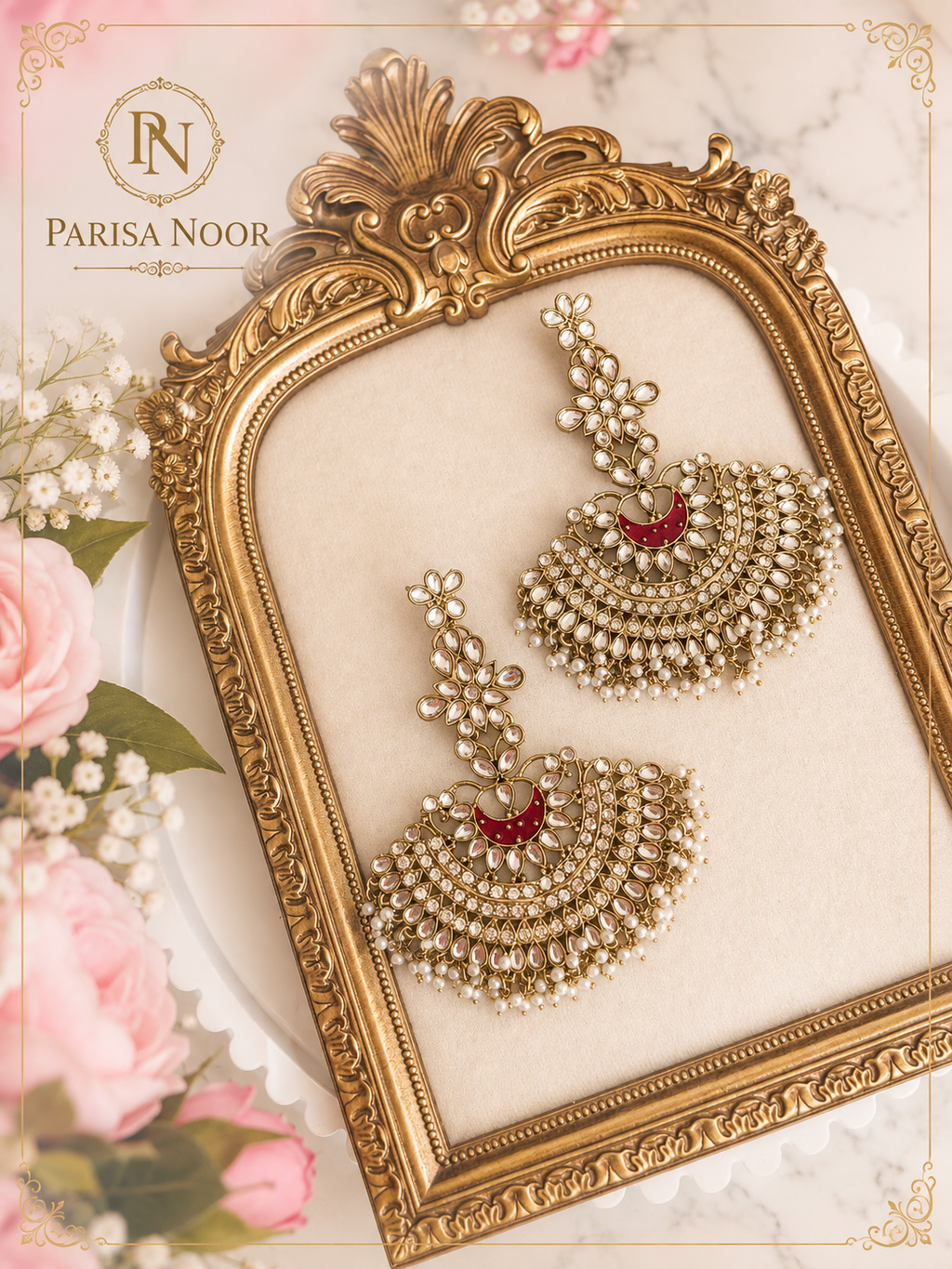 Zehara Half Moon Chandbali Earrings