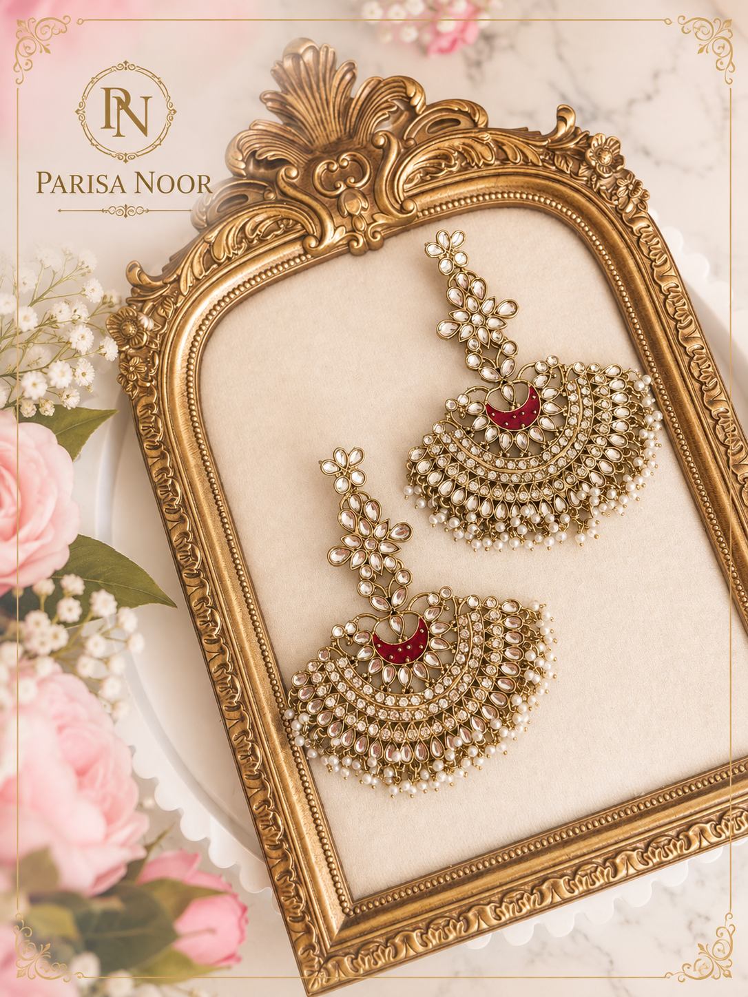 Zehara Half Moon Chandbali Earrings