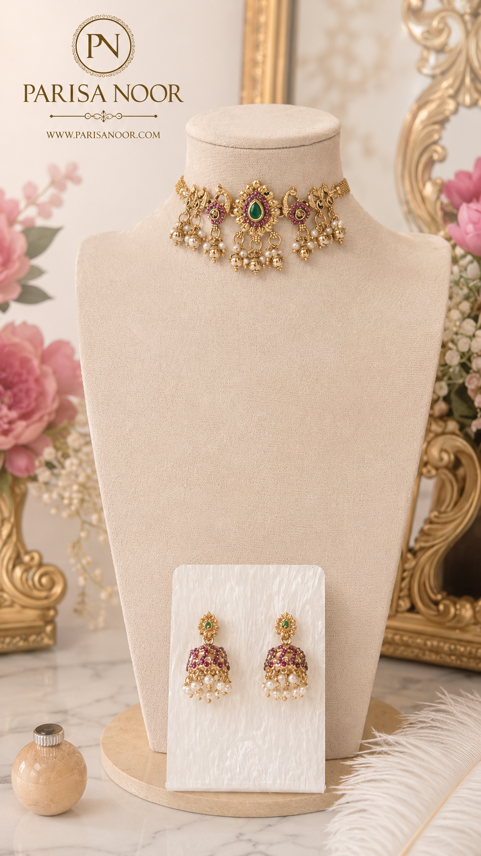 Jasmina Antique Pearl Necklace Set – Clearance Sale