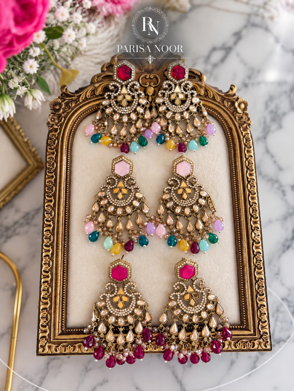 Nivara Designer Chandbali Statement Earrings