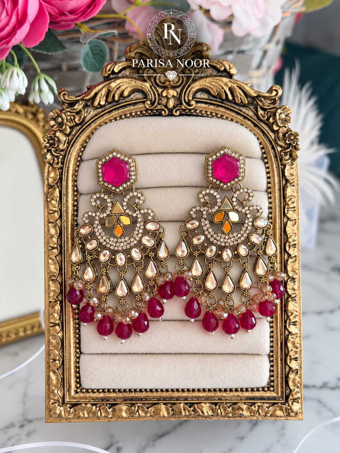 Nivara Designer Chandbali Statement Earrings