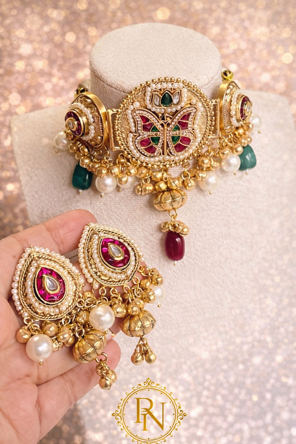 Noor Butterfly Kashmiri Ghungru Choker