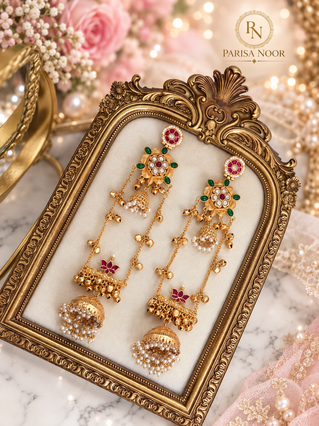 Tarunika Kashmiri Long Ghungru Jhumka Earrings
