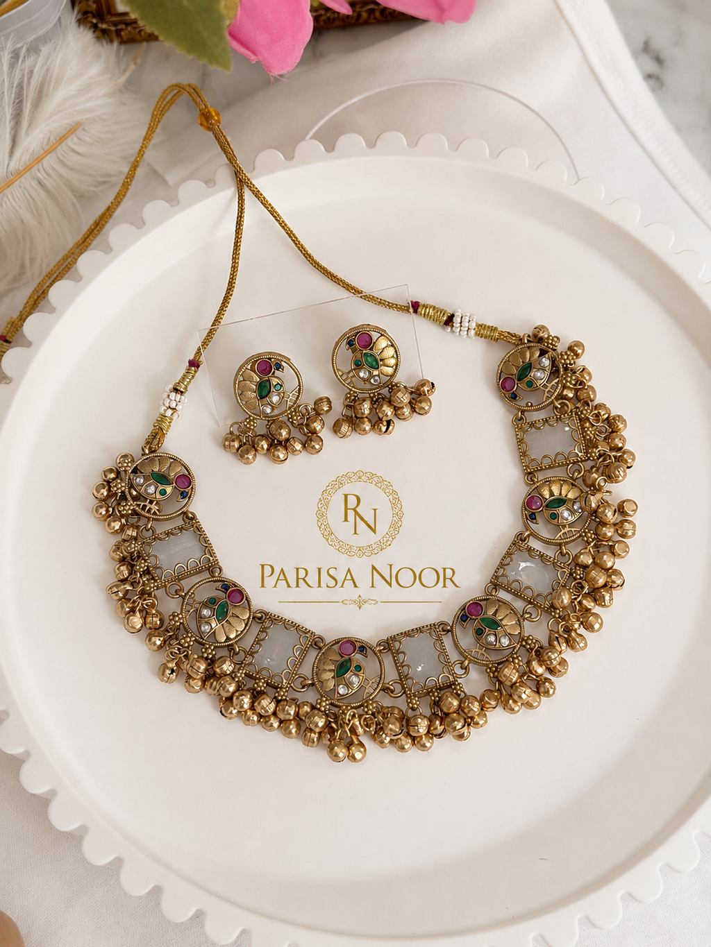 Zehraani Multicolour Ghungroo Heritage Necklace Set