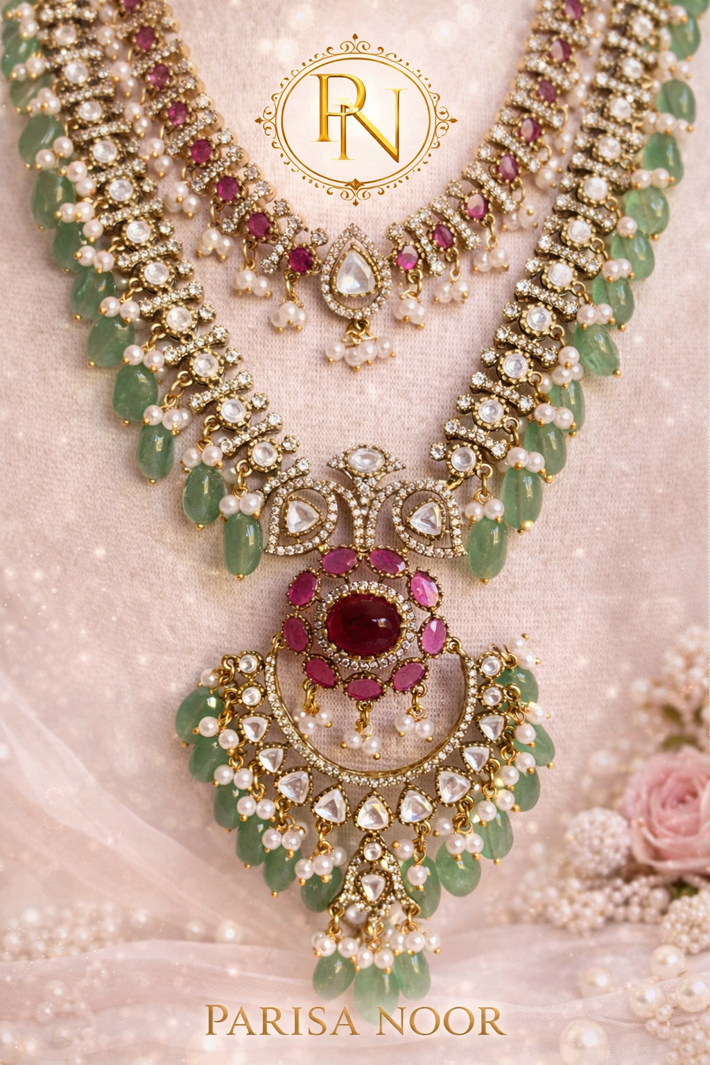 Nina Luxury two Layerd Victorian Premium Kundan Necklace