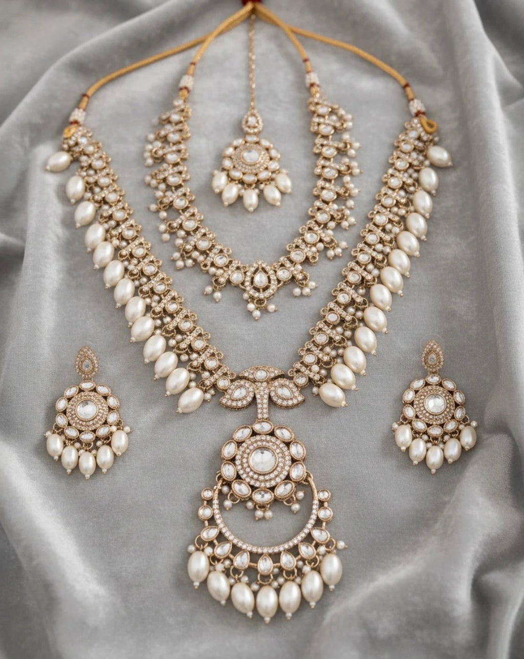 Siena Pearl Layer Necklace With Earring & Teeka