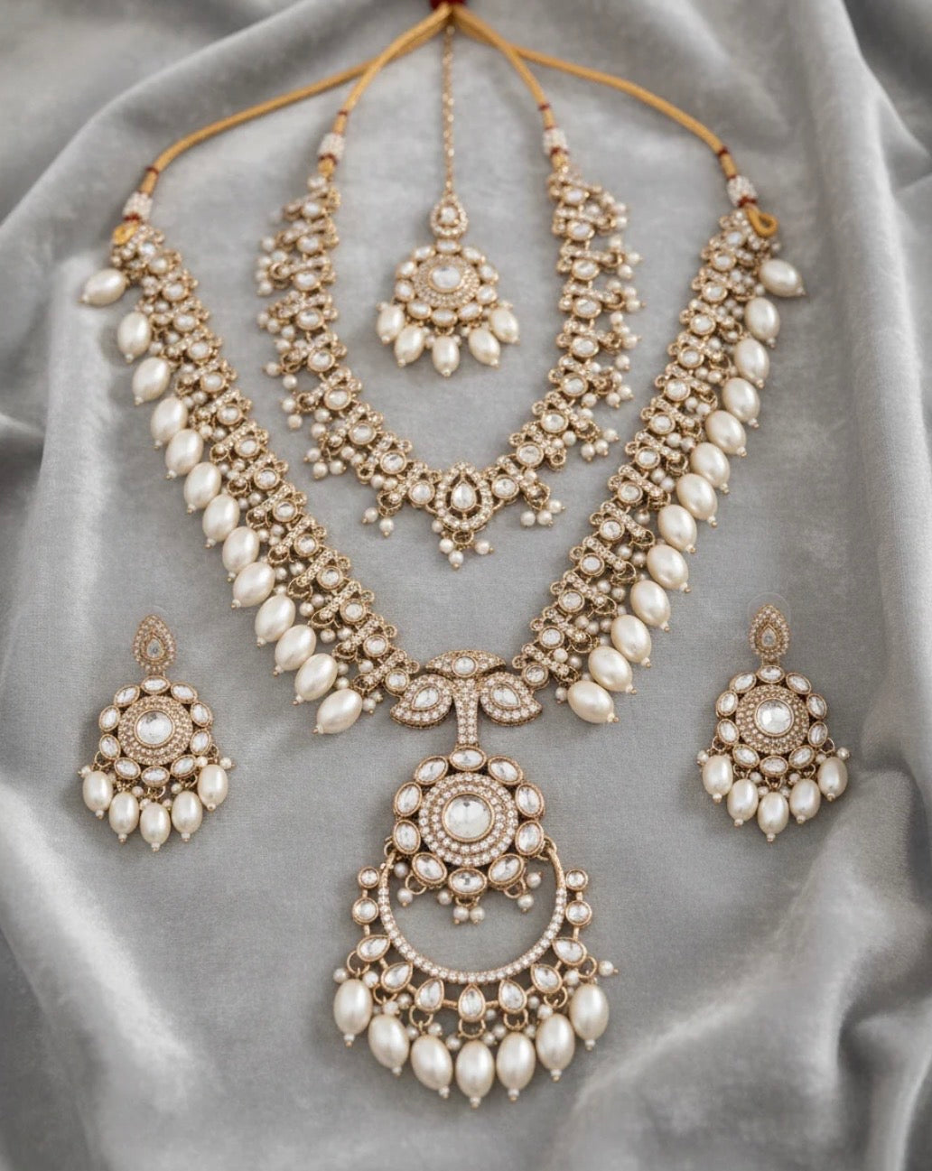 Siena Pearl Layer Necklace With Earring & Teeka