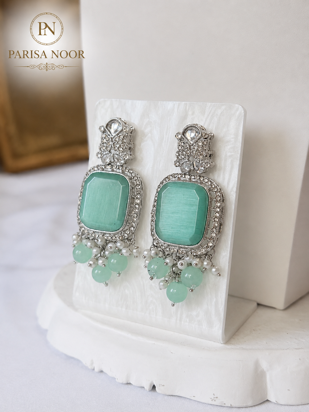 Aylin Turkish Mint Blue Statement Necklace Set