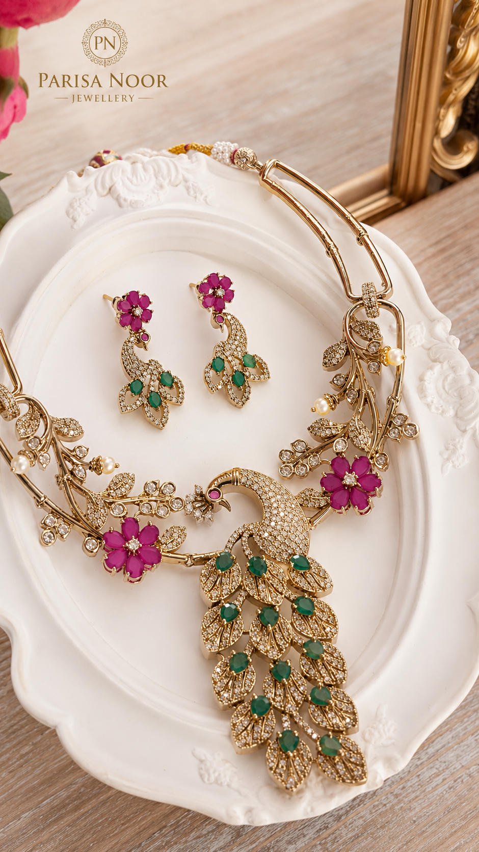 Mayura Blossom Victorian Designer Necklace Set