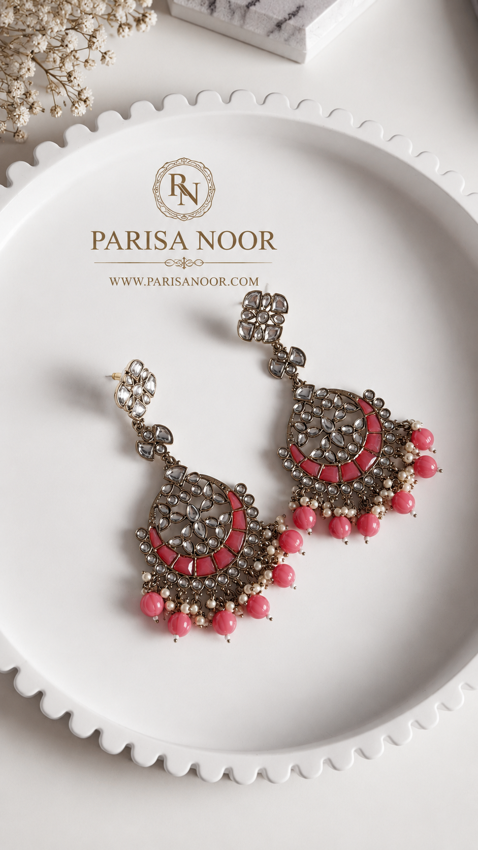 Rania Peach Pink Chandbali Earrings – Clearance Sale