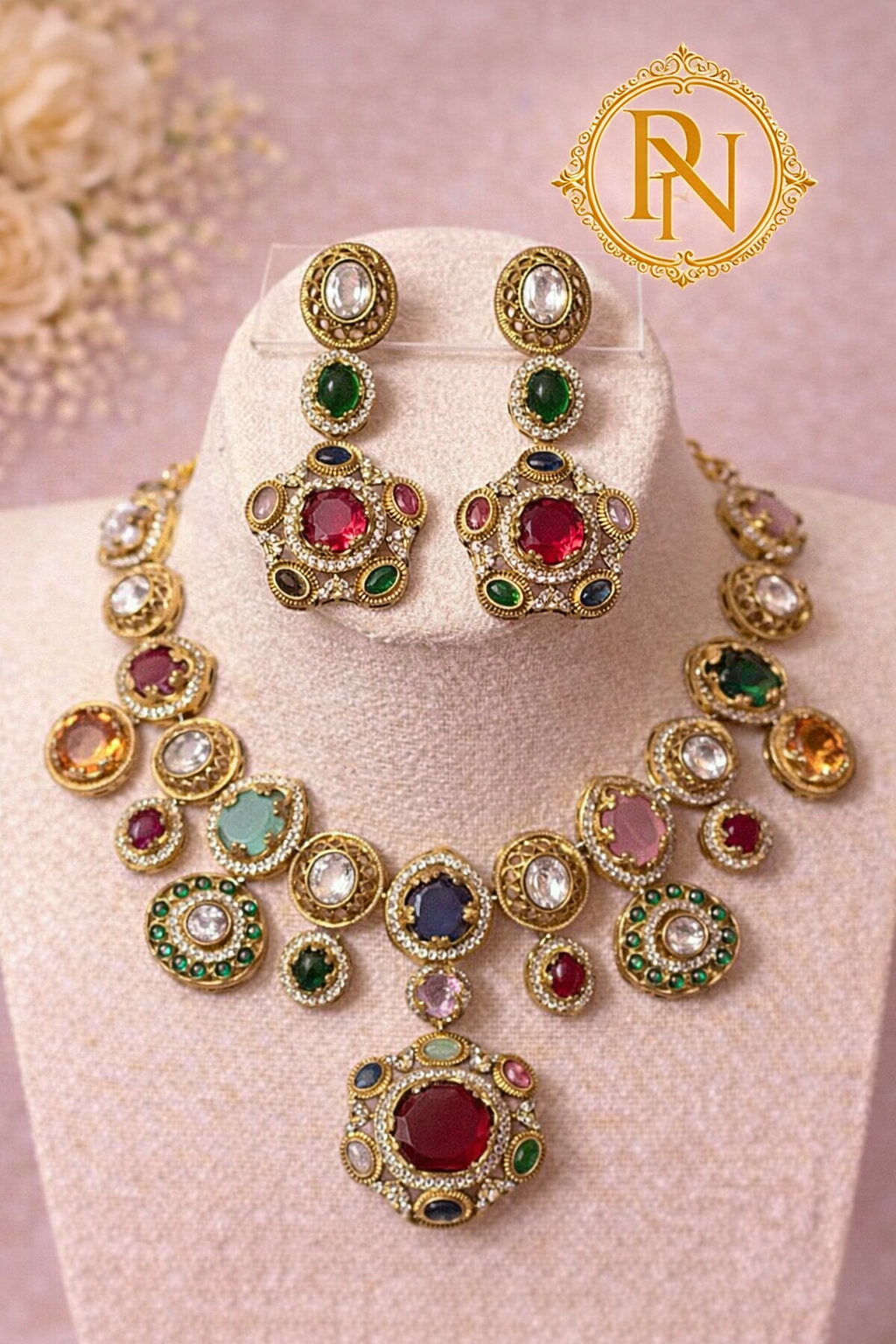 Noor Rani Multigem Designer Necklace Set
