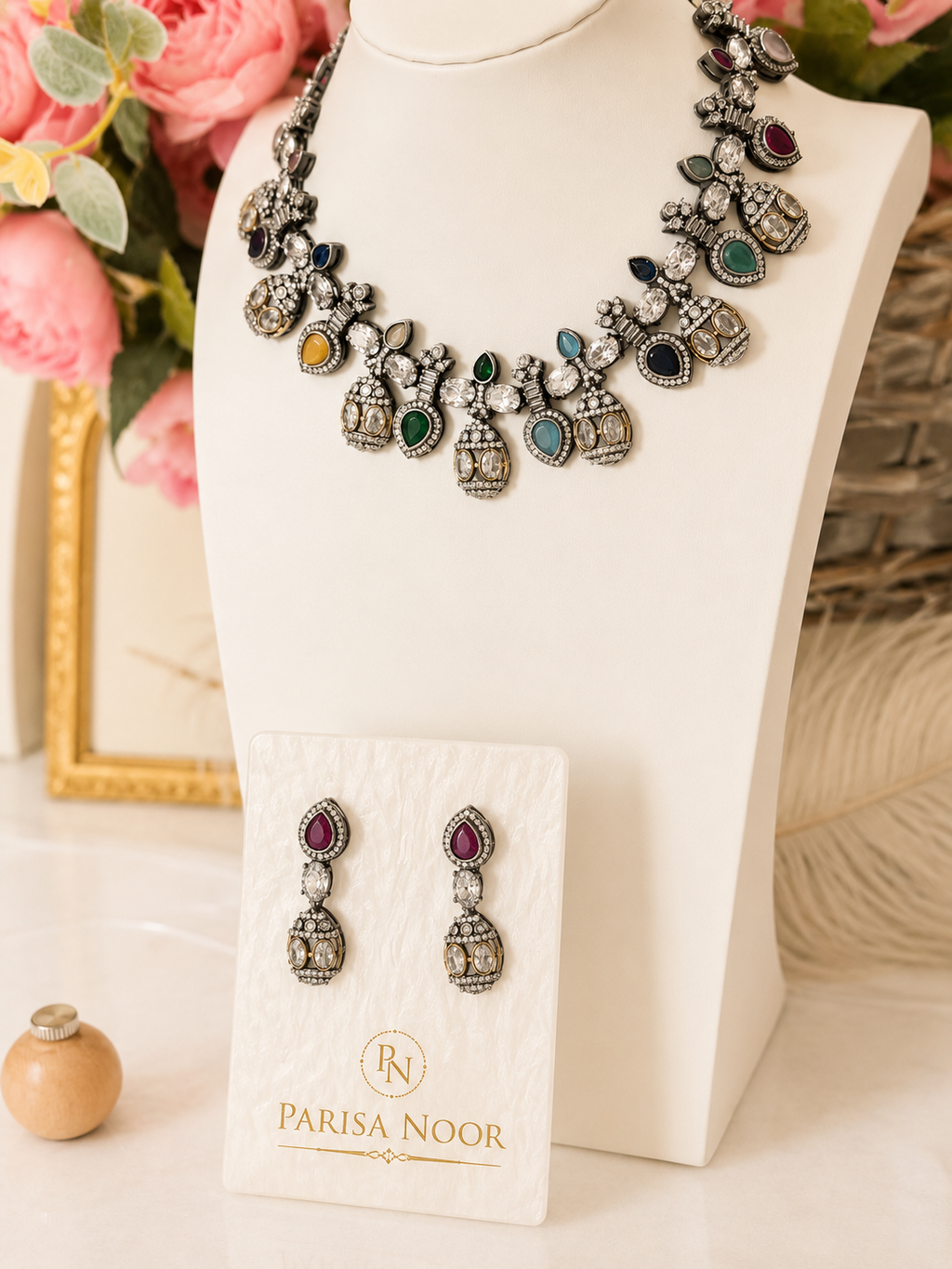 Rangrez Multicolour Luxury Designer Necklace Set