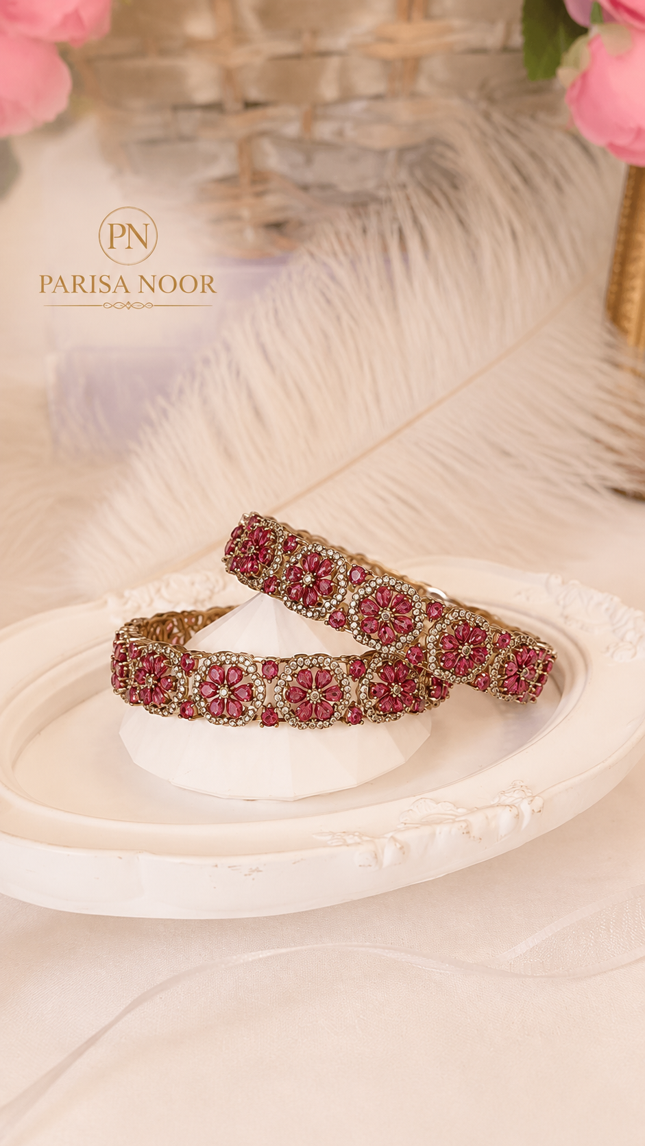 Arezia Premium Victorian AD Wine Red Bangles