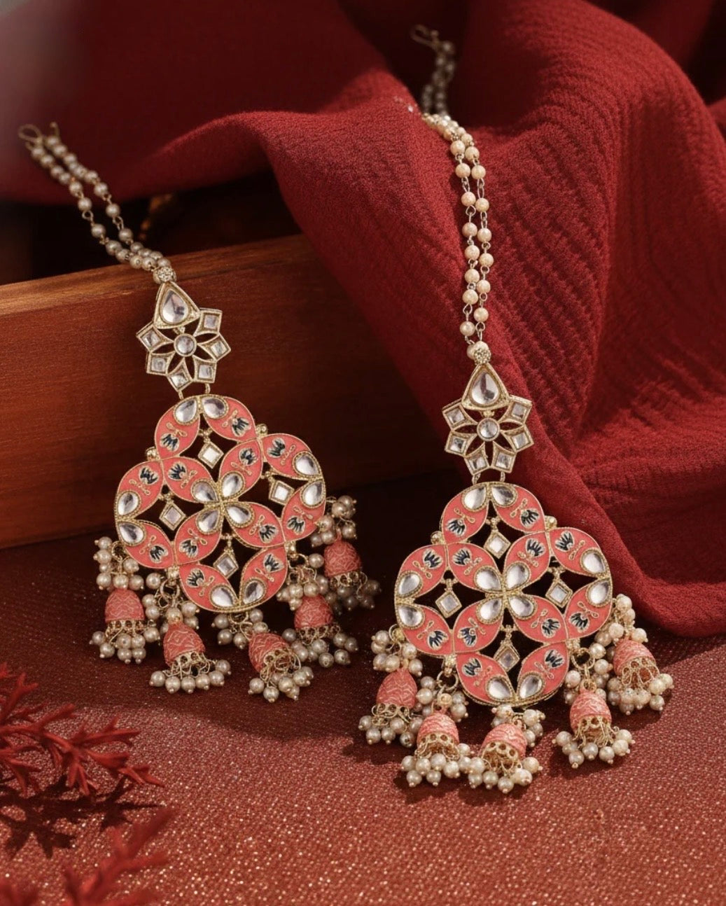 Liana Coral Designer Earring with Sahara