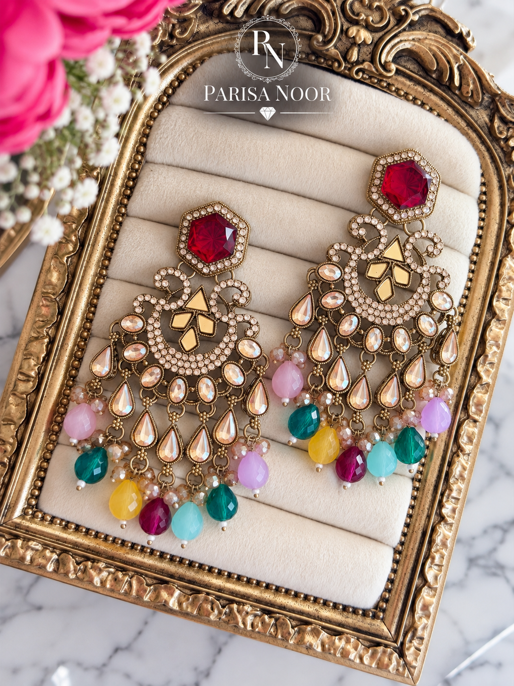 Nivara Designer Chandbali Statement Earrings