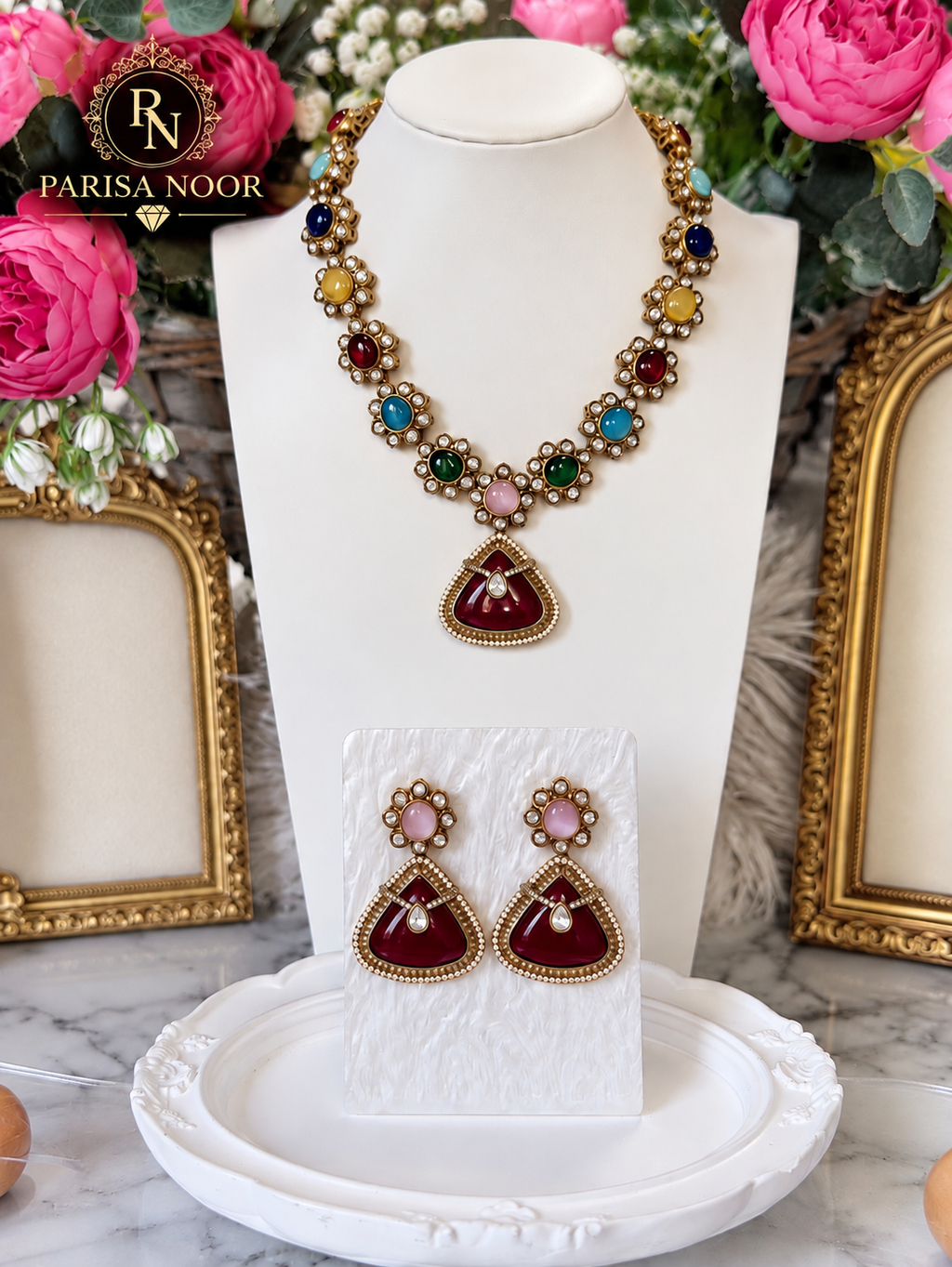 Ravelle Multicolour Kundan Designer Necklace Set