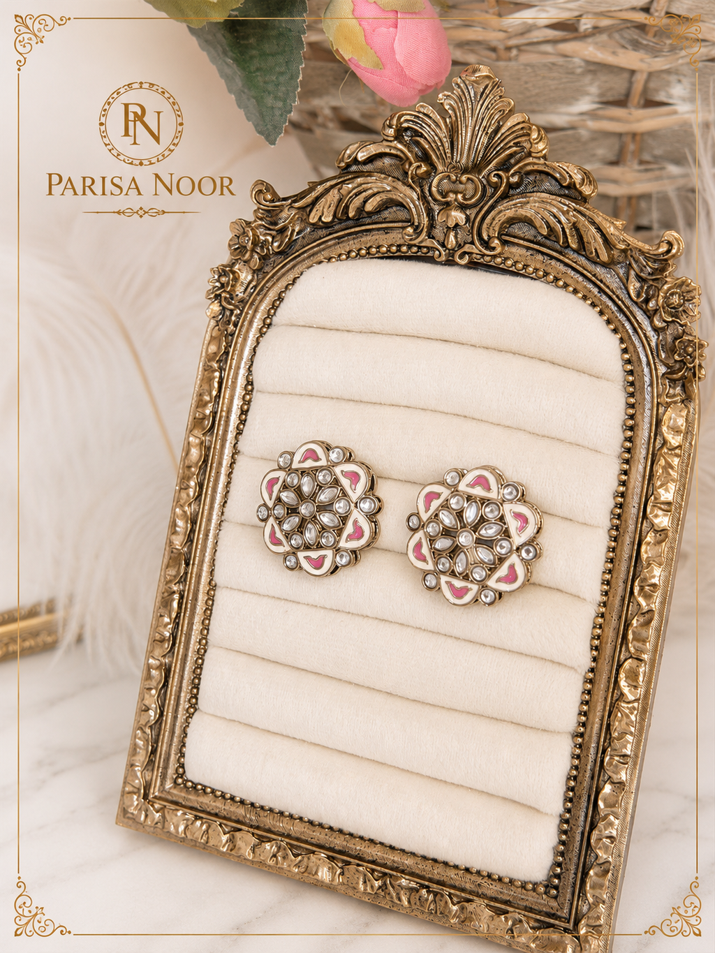 Arohi Meenakari Floral Stud Earrings