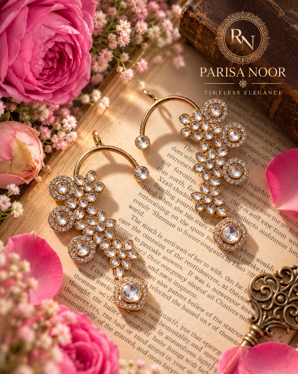 Aarvika Designer Kundan Ear Cuff Earrings