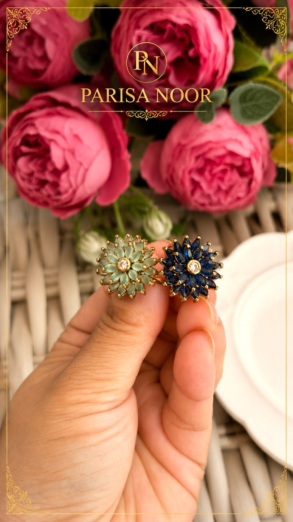 Celeste Bloom Statement AD Ring Adjustable