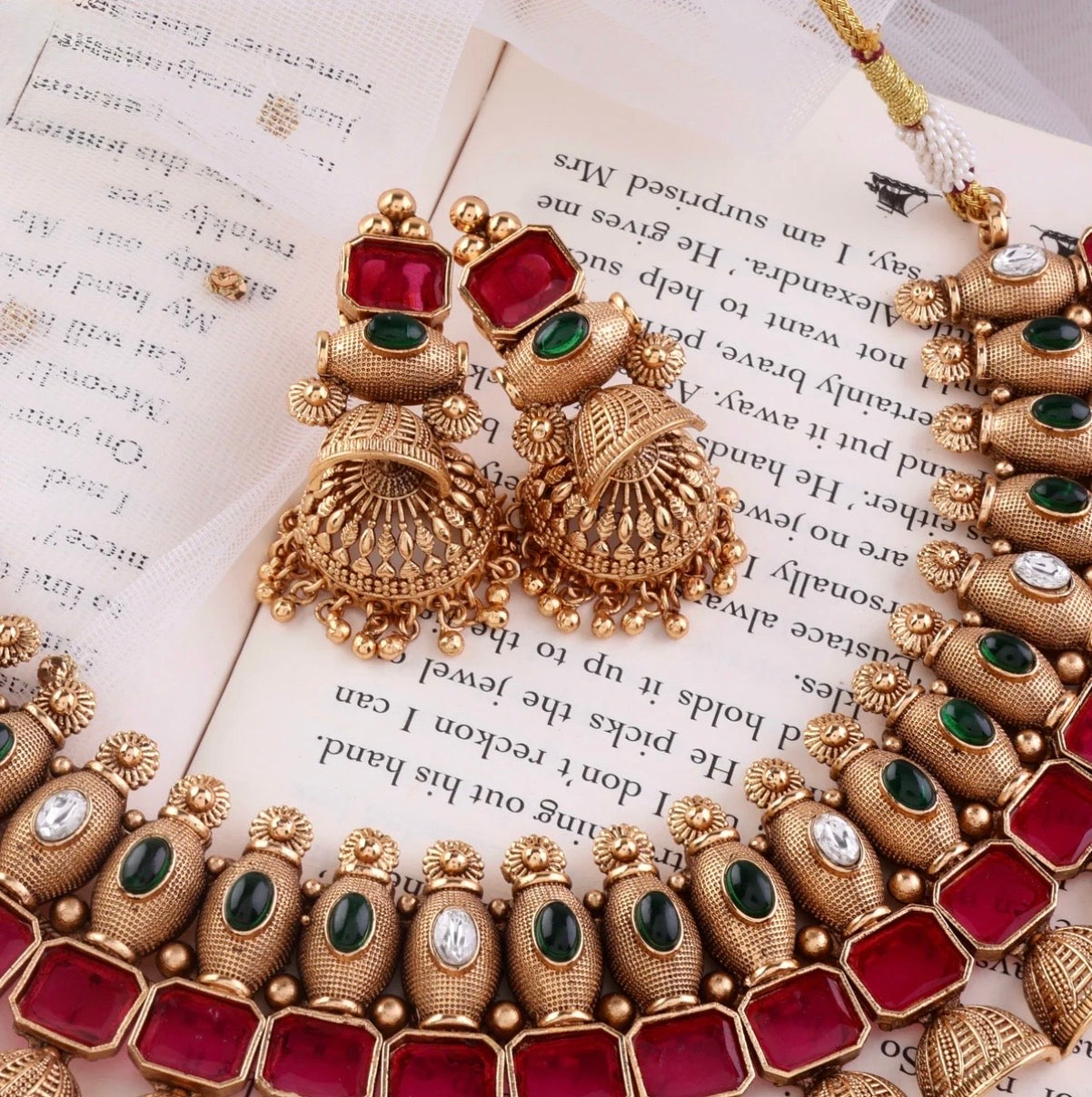 Meher Premium Heritage Necklace Set with Jhumki Earring