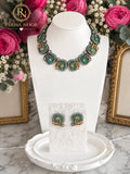 Zelvaya Teal Botanical Designer Necklace Set