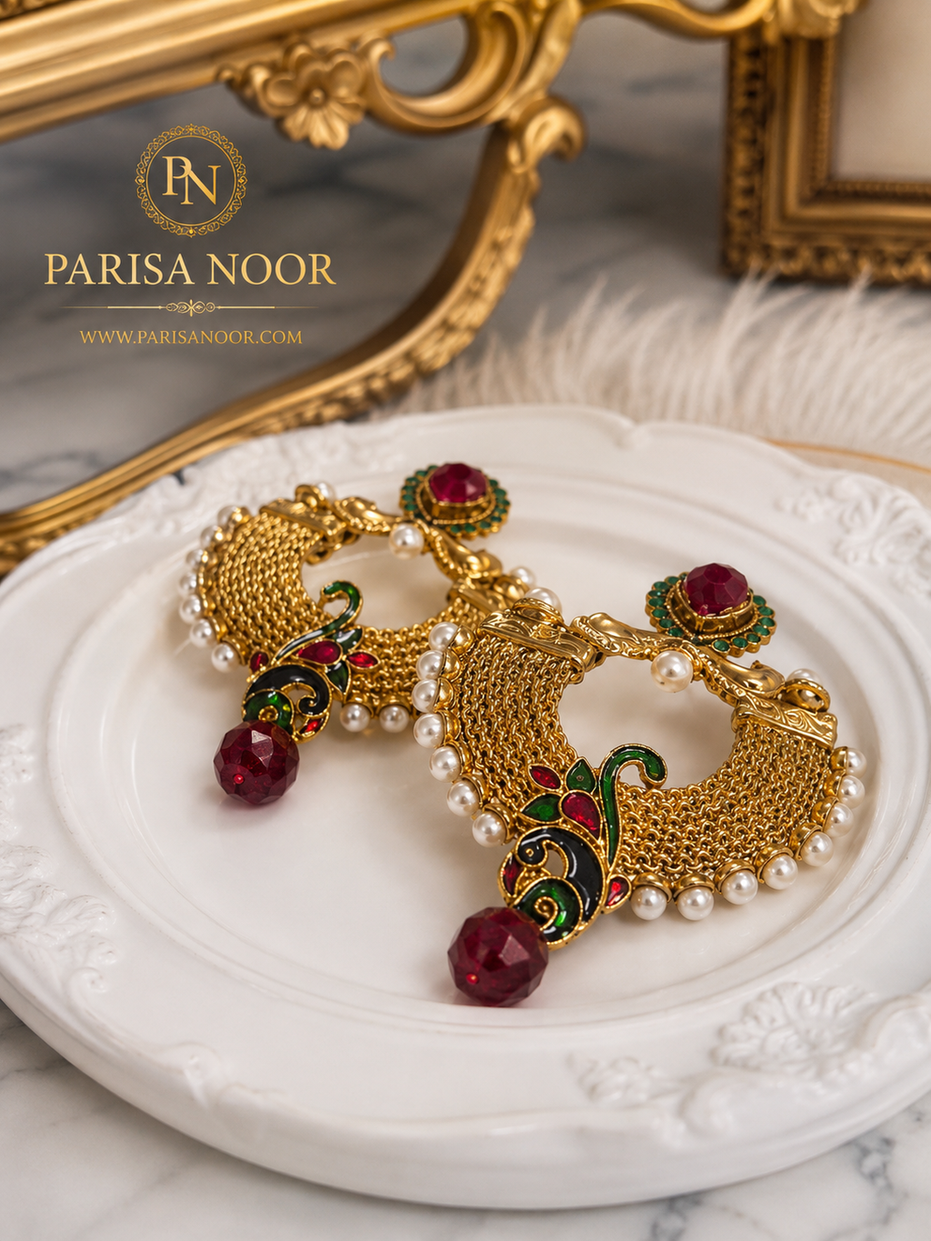 Peacock Meenakari Pearl Earrings – Clearance Sale