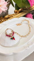 Saakhi Moissanite Nose Ring with Pearl Chain