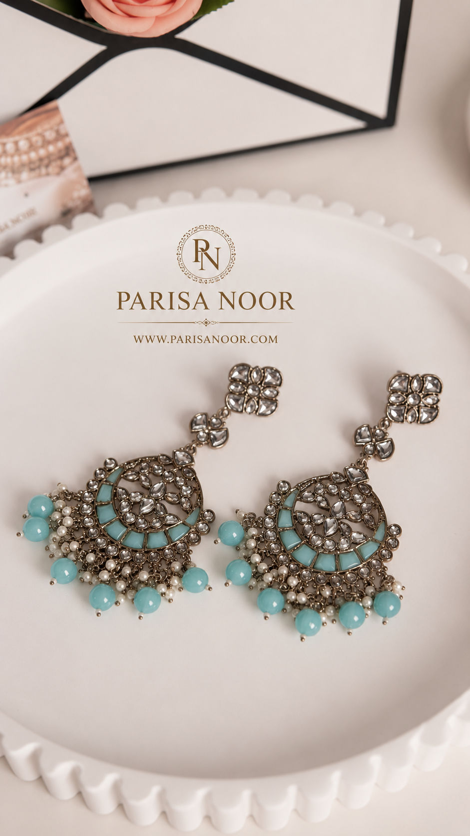 Rania Mint Chandbali Earrings – Clearance Sale
