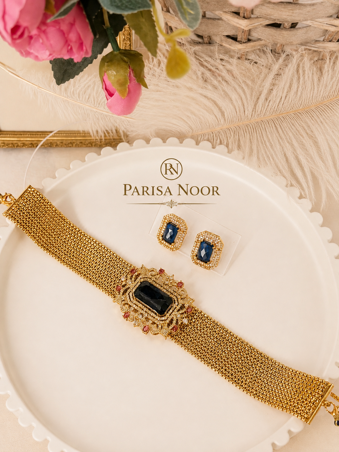 Nayzara Royal Sapphire Designer Choker Set