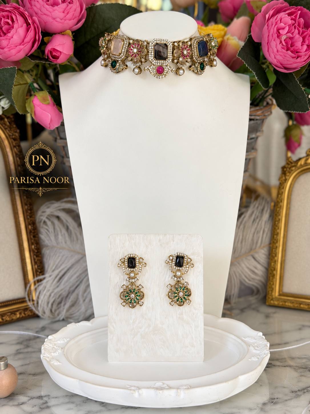 Zahvani Sabya-Inspired Multicolour Designer Choker Set
