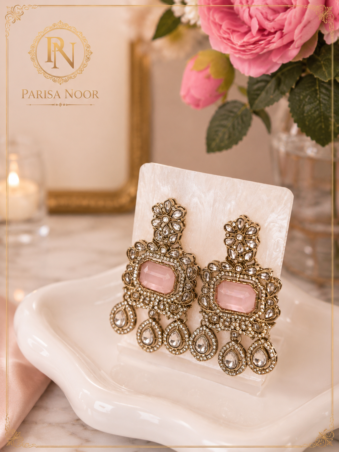 Aariz Pastel Polki Statement Necklace Set