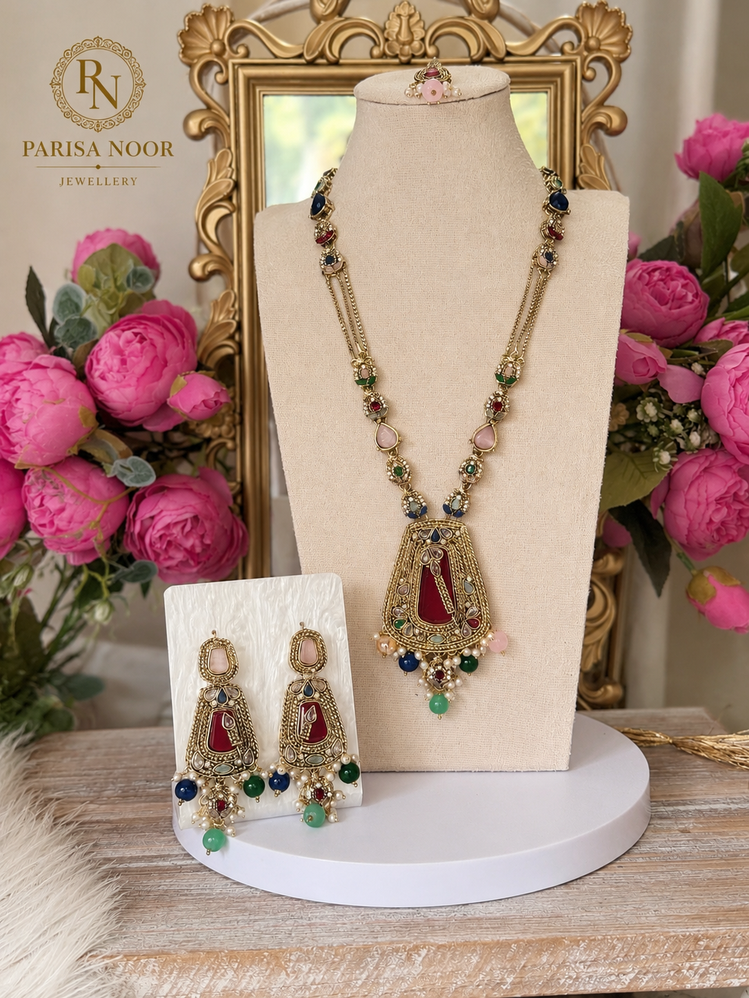 Mahveen Turkish Multicolour Long Necklace Set