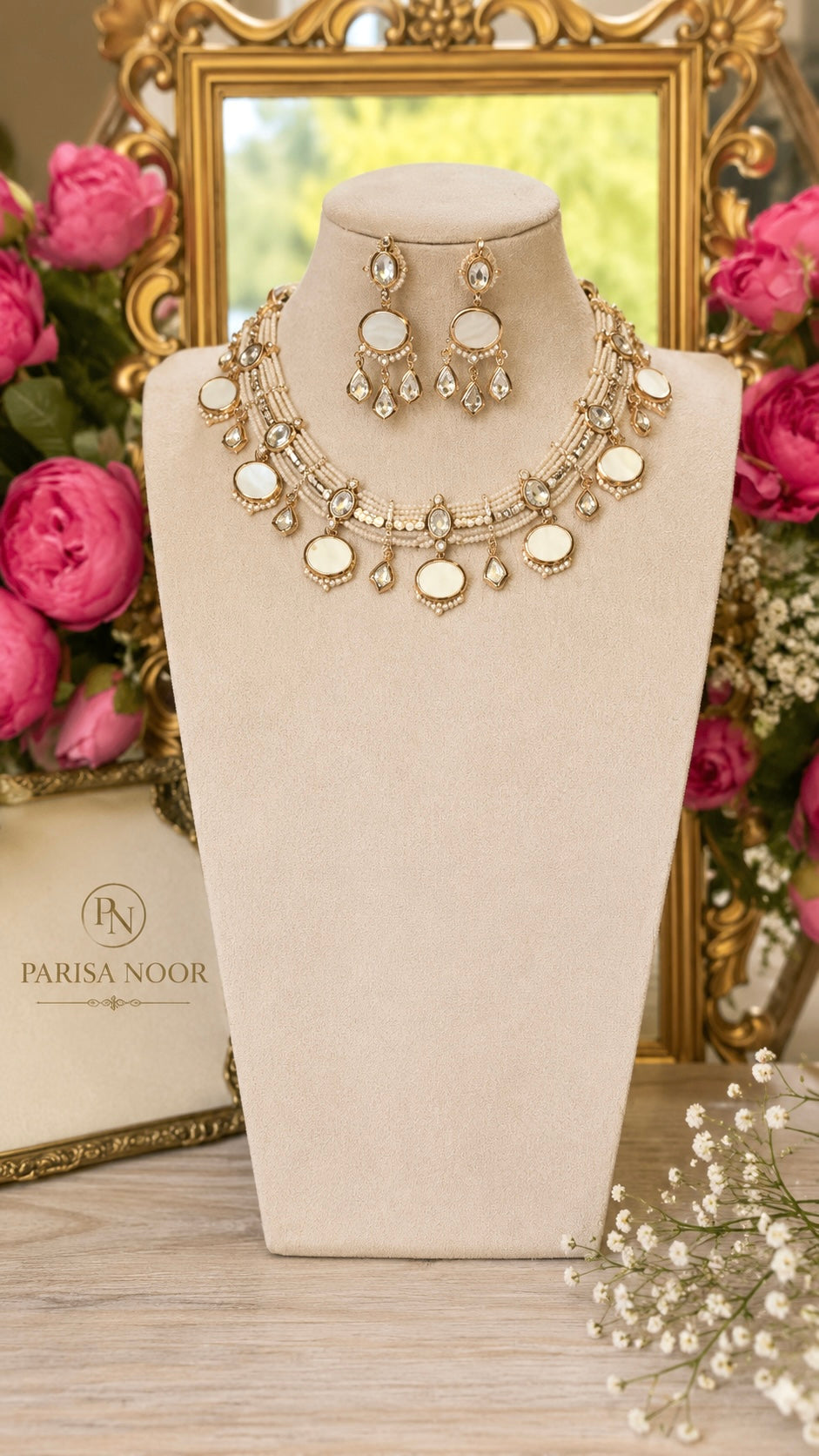 Moni Luxury Moissanite Mother of Pearl Necklace Set