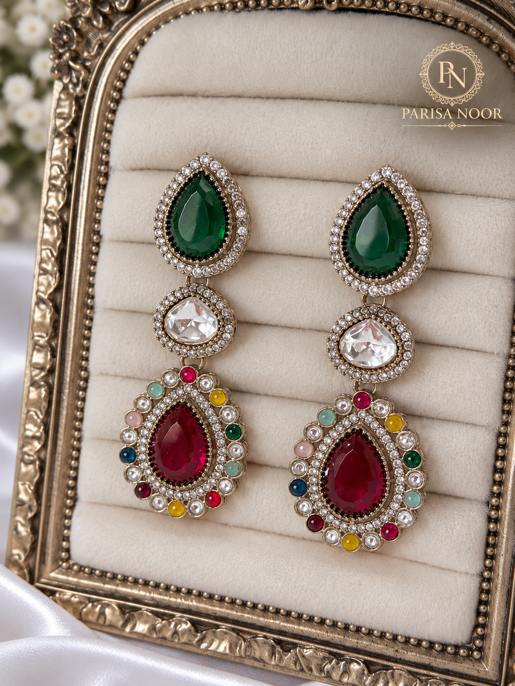 Mehrzoya Multicolour Designer Triple Drop Earrings